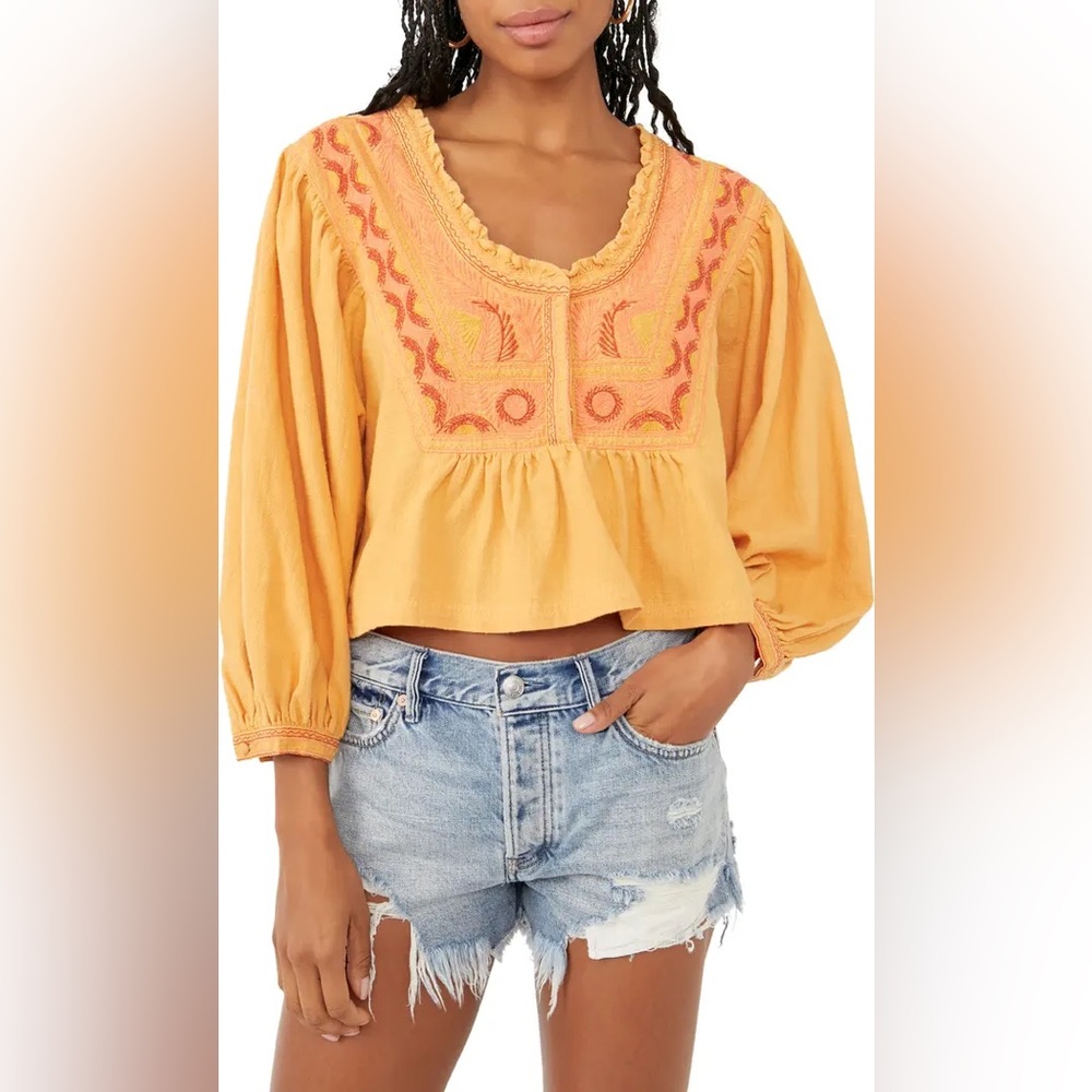 Free People Iggie Embroidered Blouse